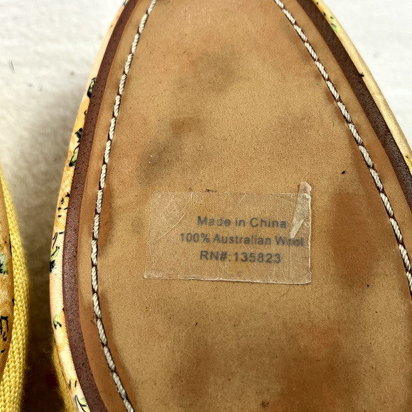 Sam Edelman Flat Shoe Womens 8 Kerry Mule Gold Embroidered Logo Slip On Wool - Picture 9 of 10